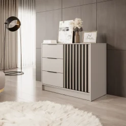 Comò 105x86h cm con cassetti moderno beige cashmere Miller