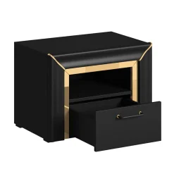 Comodino moderno 1 cassetto 60x44cm nero oro Benz