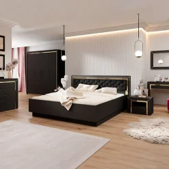 Comodino moderno 1 cassetto 60x44cm nero oro Benz