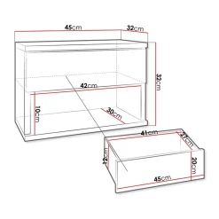 Comodino sospeso 45x32h cm con cassetto bianco Frog