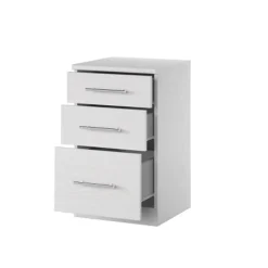 Comodino 37x63h cm 3 cassetti design bianco frassinato Dogliani