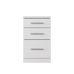 Comodino 37x63h cm 3 cassetti design bianco frassinato Dogliani