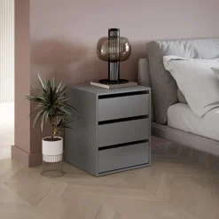 Comodino 50x60h cm 3 cassetti grigio Ombra