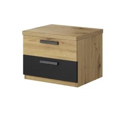 Comodino 46x36h cm 2 cassetti moderno rovere nero Vulcano