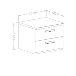 Comodino 46x36h cm 2 cassetti moderno rovere nero Vulcano