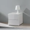 Comodino 50x40h cm 2 cassetti moderno bianco lucido Neve