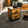 Comodino 46x51h cm 2 cassetti stile soft rovere scuro nero Urbania
