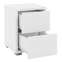 Comodino 30x38h cm 2 cassetti moderni bianco Eindhoven