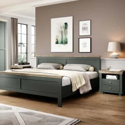Comodino 52x54h cm 2 cassetti moderno verde quercia Texel