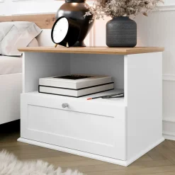 Comodino 62x48h cm 1 cassetto bianco rovere Relaxio
