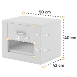 Comodino 50x40h cm 1 cassetto bianco opaco Ombra