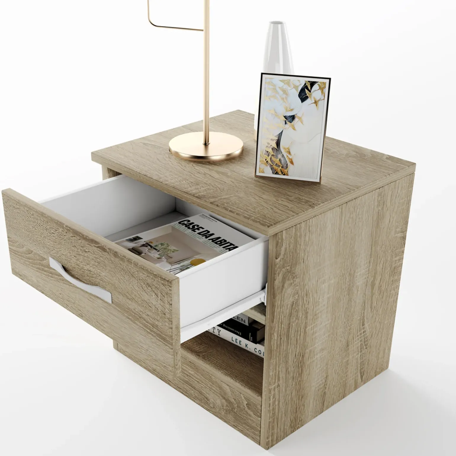 Comodino 40x41h cm 1 cassetto rovere sonoma Selvaggia Gihome®
