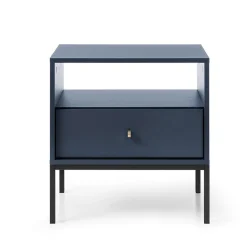Comodino 54x56h cm 1 cassetto moderno blu notte Glory