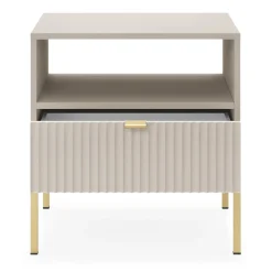 Comodino 54x56h cm 1 cassetto moderno beige Alisa