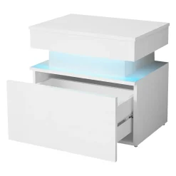 Comodino 55x51h cm 1 cassetto con LED bianco Lumus