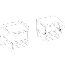 Comodino 55x49h cm 1 cassetto rovere Petra