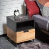 Comodino 40x52h cm 1 cassetto moderno rovere nero Ankara