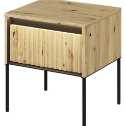 Comodino 46x50h cm cannettato rovere rustico nero Camelia