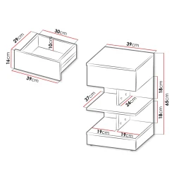 Comodino 39x65h cm con cassetto moderno bianco Clelia