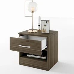 Comodino 40x41h cm  con cassetto moderno noce Selvaggia