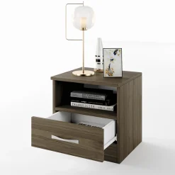 Comodino 40x41h cm  con cassetto moderno noce Selvaggia