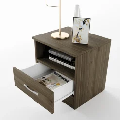 Comodino 40x41h cm  con cassetto moderno noce Selvaggia
