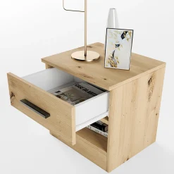 Comodino 40x41h cm  con cassetto moderno rovere rustico Selvaggia