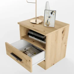 Comodino 40x41h cm  con cassetto moderno rovere rustico Selvaggia