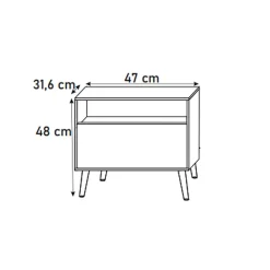 Comodino 47x48h cm moderno cannettato nero Celestia