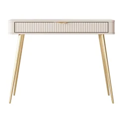 Consolle ingresso 100x78cm 1 cassetto beige cannettato Ramis