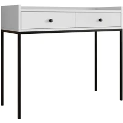 Consolle ingresso 100x86cm design moderno 2 cassetti bianco Pollon