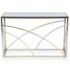 Consolle 120x78cm moderna in vetro fumè argento Hersol