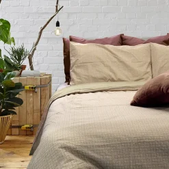Copripiumino + 2 federe letto matrimoniale in cotone 250x200cm beige Nabib