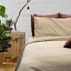 Copripiumino + federa letto singolo in cotone 155x200cm beige Nabib