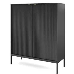 Credenza alta 104x125h cm 2 ante moderna soggiorno  nero Alisa