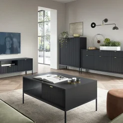 Credenza alta 104x125h cm 2 ante moderna soggiorno  nero Alisa
