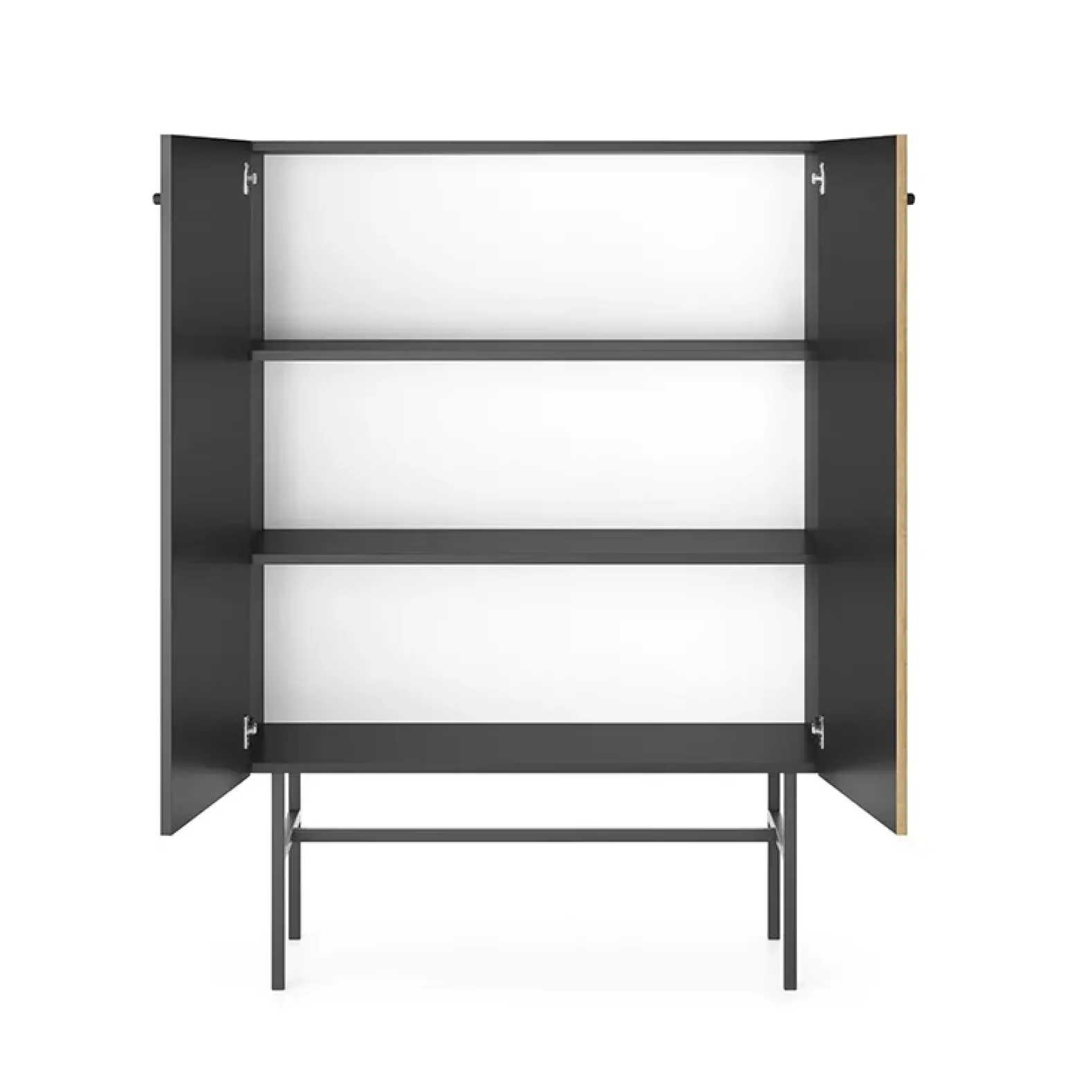 Credenza alta 94x132h cm 2 ante moderna nero rovere cannettato Eterna