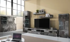 Credenza alta 130x128h cm 4 ante 1 cassetto ossido Frisk