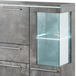Credenza alta 130x128h cm 4 ante 1 cassetto ossido Frisk