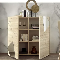 Credenza alta 121x111h cm 2 ante samoa specchio con serigrafia Olimpo