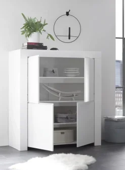 Credenza alta 110x140h cm 4 ante bianco opaco Halston