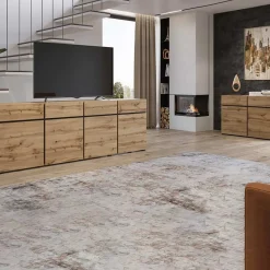 Credenza alta 120x140h cm 4 ante moderna rovere nero Lolla