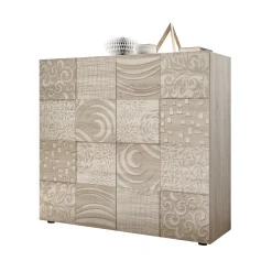 Credenza alta 121x111h cm 2 ante rovere samoa con serigrafia Paradise