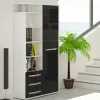 Credenza alta 90x198h cm bianco opaco nero lucido Lexy