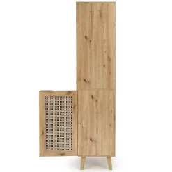 Credenza alta 80x173h cm con libreria 2 ante 3 vani moderna rovere Sombra