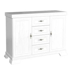 Credenza alta 128x195h cm con vetrina shabby bianco frassinato Kelly