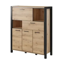 Credenza alta 120x140h cm moderna quercia nero opaco Neive