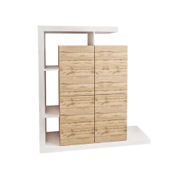 Credenza alta 129x151h cm moderna bianco rovere Pabla