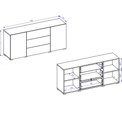Credenza sospesa 140x63h cm moderna  bianca Fusion