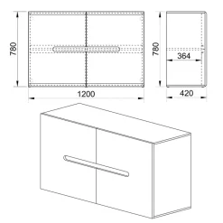 Credenza 120x78cm 2 ante moderna bianco lucido Biancastagno